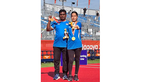 India's Sheetal Devi and Toman Kumar clinched the compound mixed team gold at the Asian Para Games, beating Indonesia's Teodora Audi Ayudia Ferelly and Ken Swagumilang 151-148 in a one-sided final