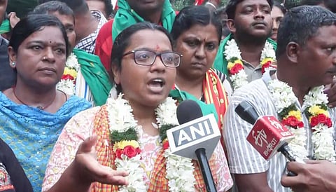 Naam Tamilar Katchi (NTK) functionary and Dharapuram candidate M Karthika