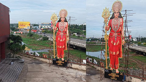 60-ft Nayanthara cutout erected for Mookuthi Amman 2 in Tamil Nadu