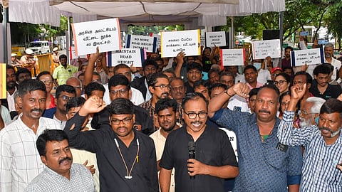 The demands were raised at the organisation’s “Kelu TN Kelu” protest held near Rajarathinam Stadium in Egmore on Sunday