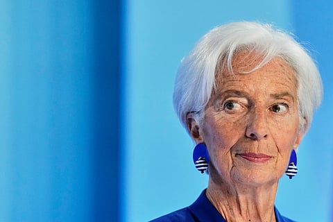 President of European Central Bank Christine Lagarde addresses the media during a press conference after an ECB's governing council meeting in Frankfurt, Germany, Thursday, June 11, 2026.