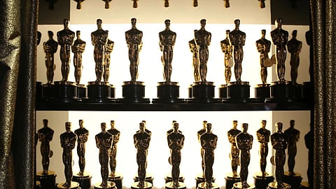 Oscar statuettes appear backstage at the Oscars at the Dolby Theatre in Los Angeles (Photo: AP)