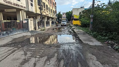 The half-laid TCK Road in Perungalathur