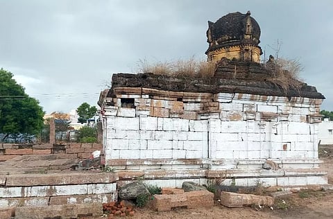 View of the ancient Engum Azhakiya Perumal temple at Kovilangulam in Virudhunagar district