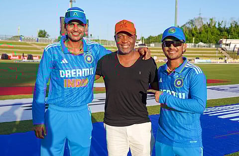 Brian Lara with Shubman Gill and Ishan Kishan
