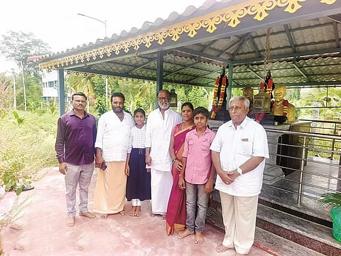 Rajinikanth at his parent’s memorial in Krishnagiri