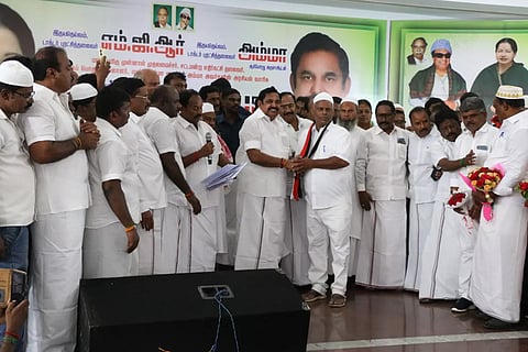AIADMK general secretary Edappadi K Palaniswami welcoming people from minority community into AIADMK in Salem on Sunday