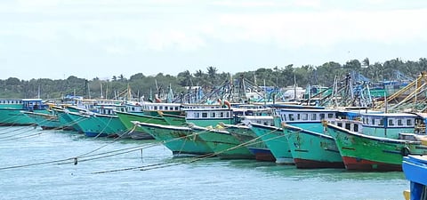 Boats anchored at Rameswaram