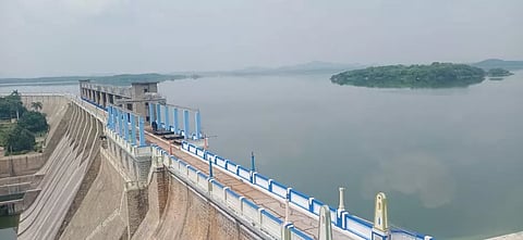 A brimming Sathanur dam in Tiruvannamalai district on Wednesday