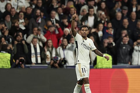 Rodrygo celebrates his goal against SC Braga
