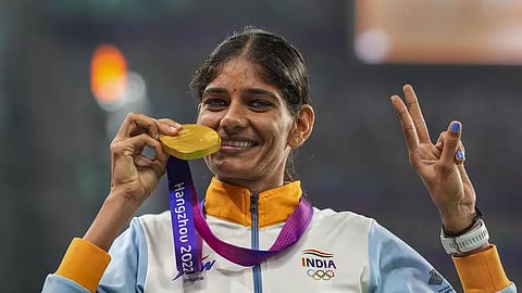 Parul Choudhary with her Asian Games gold medal