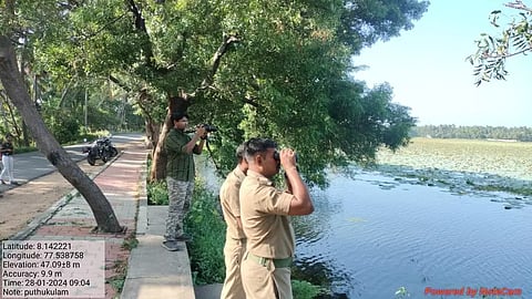 Forest officials watching bird species at Puthalam