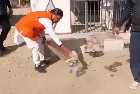 Video of MLA sweeping temple shared with false spin