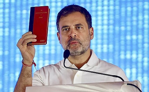 Rahul Gandhi addresses a public meeting in Odisha on Thursday