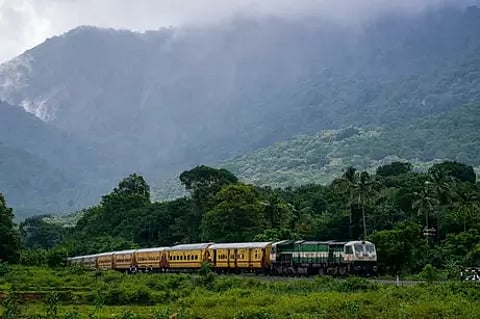 Guruvayur to Madurai train crossing the picturesque Western Ghats