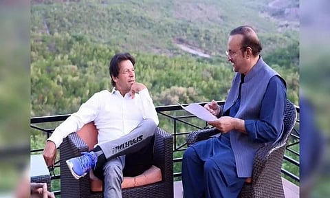 Pakistan Tehreek-e-Insaf (PTI) leader Babar Awan with Imran Khan