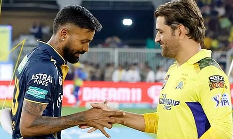 Hardik Pandya and MS DhonI
https://www.dtnext.in/sports/2023/03/31/ipl-2023-opening-match-gujarat-win-toss-opt-to-bowl-first-against-csk
