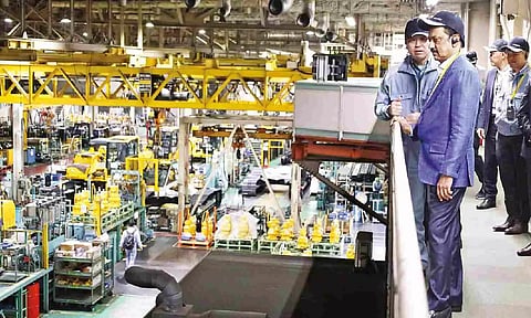 Chief Minister Stalin at the Komatsu manufacturing facility in Osaka, Japan