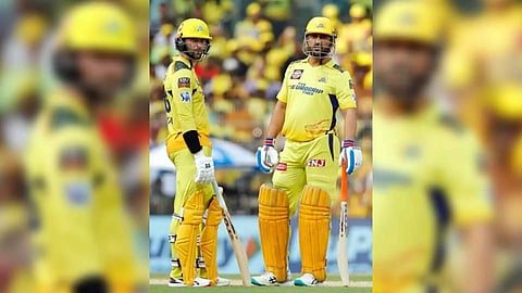  Devon Conway and MS Dhoni (IANS)