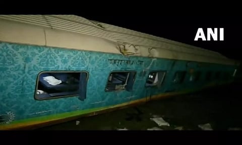 A derailed coach of the Coromandel Express in Odisha's Balasore (ANI)