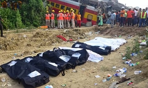 The unidentified bodies are kept at the Bhanaga High School and a temporary mortuary at the business park of NOCCI on the outskirts of Balasore. (IANS)
