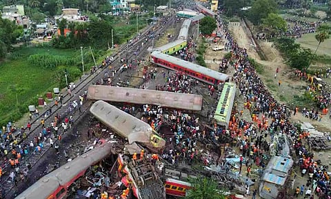 Visual from the train accident site. (ANI)