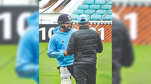 Rohit Sharma received a minor blow on his thumb in the nets