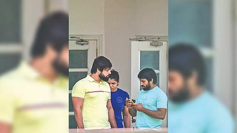 Wrestlers at residence of Sports Minister Anurag Thakur