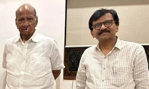 Sharad Pawar and Sanjay Raut (Photo: IANS)