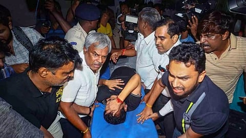 Tamil Nadu Minister Senthil Balaji is being taken to the hospital after he complained of chest pain (Photo: PTI)