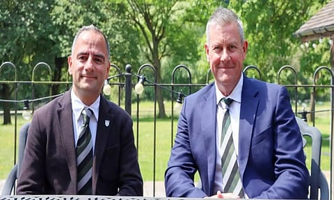 Worcestershire Chairman Fanos Hira and Ashley Giles