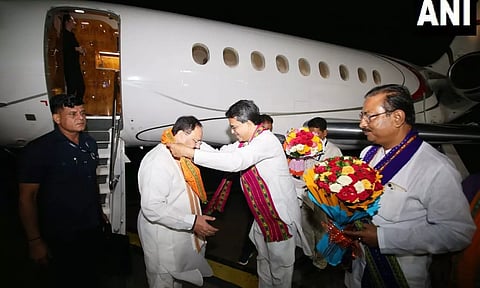 JP Nadda arrived at the Maharaja Bir Bikram Airport in Agartala