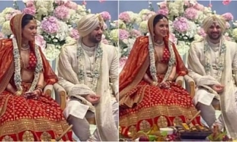 Karan-Drisha wedding : Bride steps in stunning in red as first pictures appear
