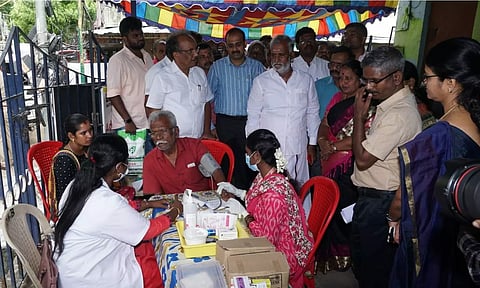 Minister for HR&CE and CMDA PK Sekarbabu inaugurated the camps at Thiru Vi Ka Nagar zone (zone 6) on Tuesday. (Twitter/@chennaicorp)