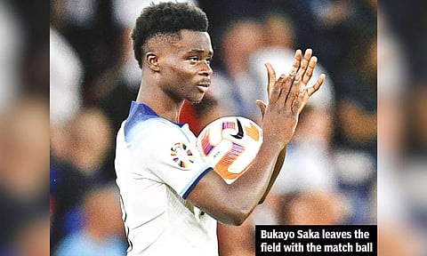 Hat-trick hero Saka stars in England’s 7-0 rout of North Macedonia