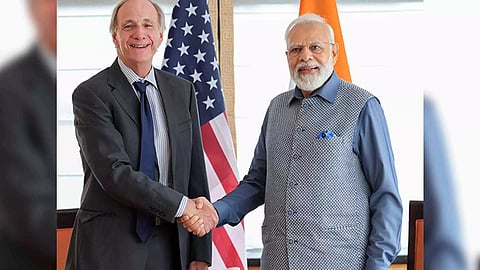 PM Narendra Modi with Investor and author Ray Dalio (Photo: ANI)