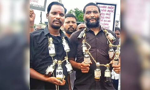 AIADMK workers stage unique protest