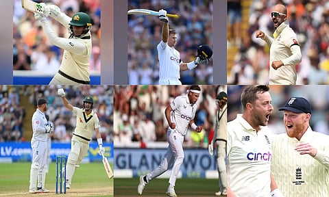 Usman Khawaja, Joe Root, Nathan Lyon, Pat Cummins , Stuart Broad and Ollie Robinson