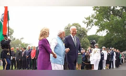 PM Modi with US President Joe Biden, First Lady Jill Biden