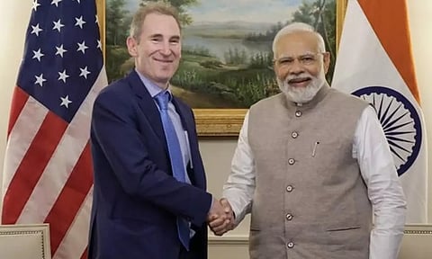 Amazon CEO Andy Jassy met PM Modi in Washington on Friday. (Twitter)