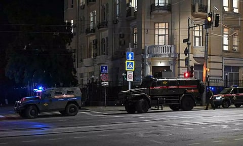 Armoured vehicles are seen on a street of the southern city of Rostov-on-Don (Reuters)
