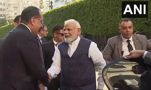 Prime Minister Narendra Modi with Egyptian PM Mostafa Madbouly 