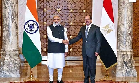 Egypt's President Abdel Fattah El-Sisi meets with Indian Prime Minister Narendra Modi 