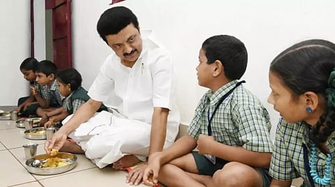 Tamil Nadu Chief Minister M K Stalin inaugurates the scheme to provide breakfast to government school students studying from 1st to 5th standard at Adimoolam Municipal Corporation Primary School, Madurai