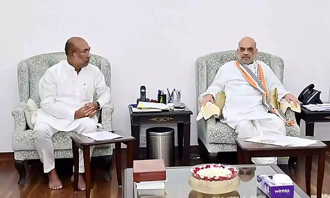 Manipur Chief Minister N Biren Singh and Union Home Minister Amit Shah
