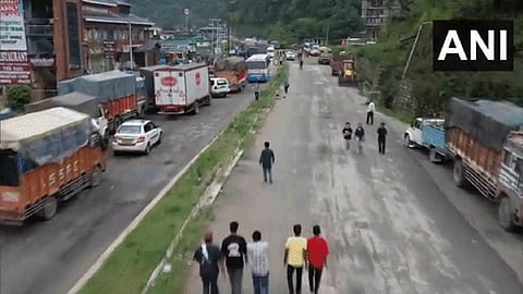 Aerial shots from the National Highway in Mandi (Photo: ANI)