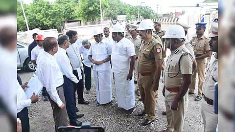 Minister inspecting the fuel station work on Monday