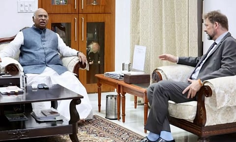 Congress president Mallikarjun Kharge with H.E. Dr. Philipp Ackermann