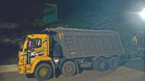 Trucks with mined M-sand materials seized at Kumari 