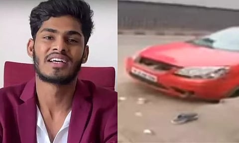 Moto vlogger 'TTF' Vasan and his car. (Thanthi TV)